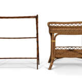 A PAIR OF BAMBOO AND RATTAN TEA TABLES AND A FAUX BAMBOO FOLIO STAND - photo 2