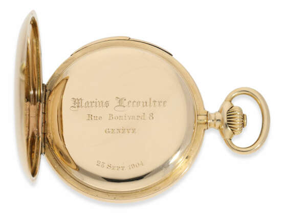 Taschenuhr: schwere und hochfeine Goldsavonnette mit Minutenrepetition, Marious Lecoultre Geneve No.3956, ca. 1904 - фото 5