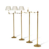 A GROUP OF FOUR BRASS ADJUSTABLE FLOOR LAMPS - фото 1