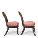 A PAIR OF VICTORIAN PARCEL-GILT AND MOTHER-OF-PEARL INLAID PAPIER MÂCHÉ EBONIZED SIDE CHAIRS - photo 6