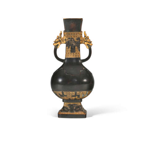 A FRENCH PATINATED, SILVERED AND PARCEL-GILT BRONZE VASE - фото 1