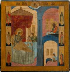 A LARGE ICON SHOWING THE NATIVITY OF THE MOTHER OF GOD