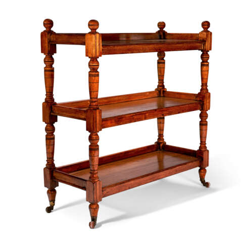 A LATE VICTORIAN WALNUT AND MAHOGANY THREE-TIER DUMBWAITER - photo 2