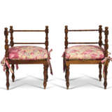 A PAIR OF LATE VICTORIAN/AESTHETIC MAHOGANY AND WALNUT CANED CORNER CHAIRS - photo 1