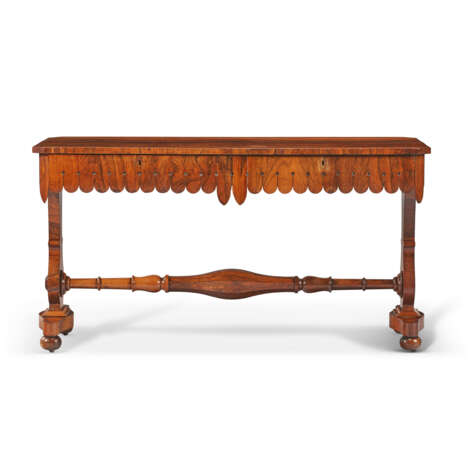 A WILLIAM IV FIGURED WALNUT WRITING TABLE - photo 1