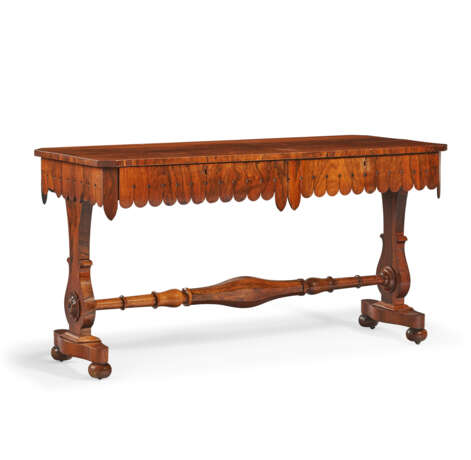 A WILLIAM IV FIGURED WALNUT WRITING TABLE - photo 2