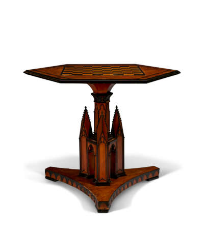 A CENTRAL EUROPEAN FRUITWOOD, EBONY, AND AMBOYNA GAMES TABLE - фото 2