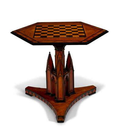 A CENTRAL EUROPEAN FRUITWOOD, EBONY, AND AMBOYNA GAMES TABLE - фото 3