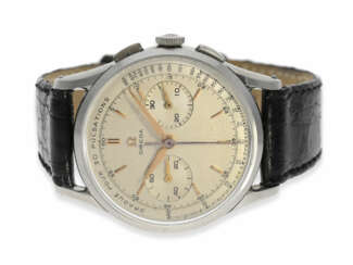 Armbanduhr: feiner und extrem seltener Omega Ärzte-Chronograph in Edelstahl, Referenz CK2463, Baujahr 1958