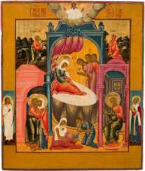 AN ICON SHOWING THE NATIVITY OF THE MOTHER OF GOD