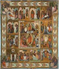 AN FINELY PAINTED ICON WITH THE MAIN LITURGICAL FEASTS