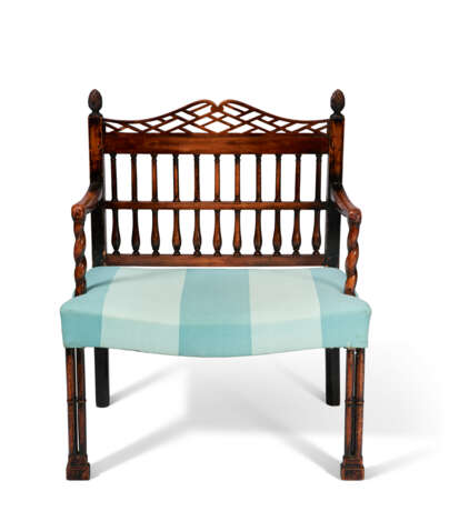 A GEORGE III PROVINCIAL FRUITWOOD AND EBONIZED LOW ARMCHAIR - фото 2