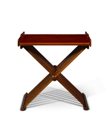 A PAIR OF WALNUT X-FORM CAMPAIGN FOLDING TRAY TABLES - фото 3