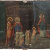 A LARGE ICON SHOWING THE ENTRY OF THE MOTHER OF GOD INTO THE TEMPLE FROM A CHURCH ICONOSTASIS - photo 1
