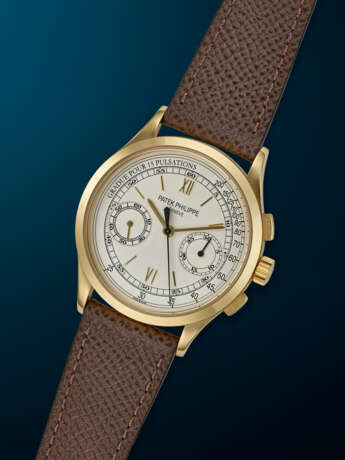 PATEK PHILIPPE, YELLOW GOLD CHRONOGRAPH WRISTWATCH, WITH 15 PULSATION SCALE, REF. 5170J - фото 2