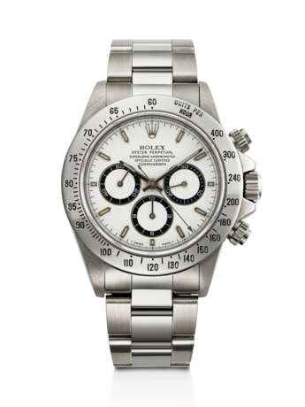 ROLEX, VERY RARE AND INTRIGUING STAINLESS STEEL CHRONOGRAPH 'DAYTONA', WITH 'NO DAYTONA' DIAL, REF. 16520 - Foto 1