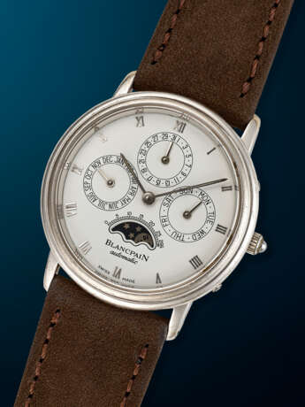 BLANCPAIN, WHITE GOLD PERPETUAL CALENDAR WRISTWATCH, WITH MOON PHASES, REF. 3595 - photo 2