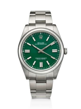 ROLEX, STAINLESS STEEL ‘OYSTER PERPETUAL’, WITH GREEN DIAL, REF. 124300 - photo 1