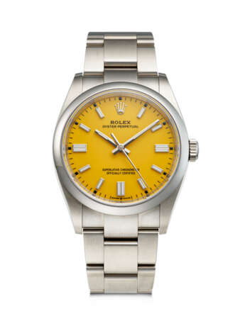 ROLEX, STAINLESS STEEL 'OYSTER PERPETUAL' WITH YELLOW DIAL, REF. 126000 - photo 1