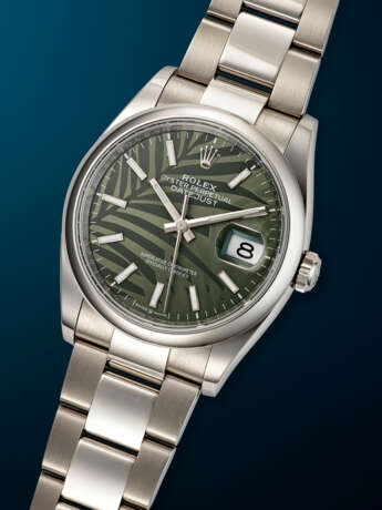 ROLEX, STAINLESS STEEL 'DATEJUST', WITH GREEN PALM MOTIF DIAL, REF. 126200 - photo 2