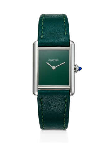 CARTIER, STAINLESS STEEL QUARTZ 'TANK MUST', WITH GREEN DIAL, REF. WSTA0056 - photo 1