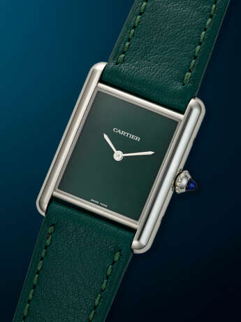 CARTIER, STAINLESS STEEL QUARTZ 'TANK MUST', WITH GREEN DIAL, REF. WSTA0056 - photo 2