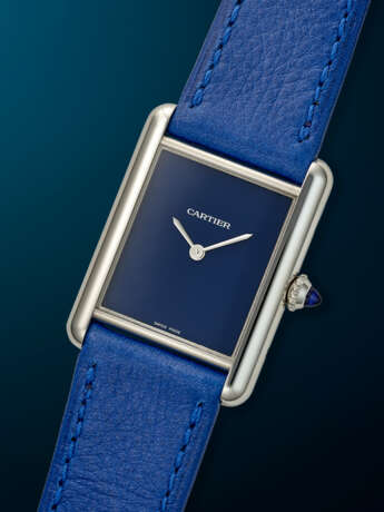 CARTIER, STAINLESS STEEL QUARTZ 'TANK MUST', WITH BLUE DIAL, REF. WSTA0055 - photo 2