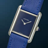 CARTIER, STAINLESS STEEL QUARTZ 'TANK MUST', WITH BLUE DIAL, REF. WSTA0055 - photo 2