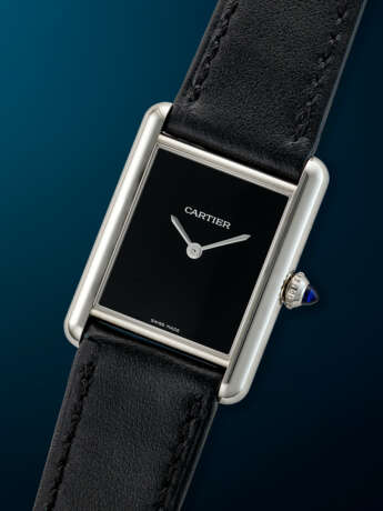 CARTIER, STAINLESS STEEL QUARTZ 'TANK MUST', WITH BLACK DIAL, REF. WSTA0072 - photo 2