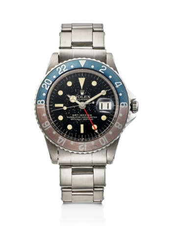 ROLEX, STAINLESS STEEL DUAL TIME 'GMT-MASTER' CORNINO, WITH GILT UNDERLINE DIAL, REF. 1675 - photo 1