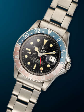 ROLEX, STAINLESS STEEL DUAL TIME 'GMT-MASTER' CORNINO, WITH GILT UNDERLINE DIAL, REF. 1675 - photo 2