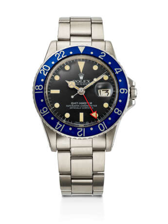 ROLEX, STAINLESS STEEL DUAL TIME 'GMT-MASTER', SO-CALLED 'BLUEBERRY', REF. 1675 - photo 1