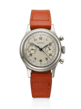 LONGINES, RARE STAINLESS STEEL FLYBACK CHRONOGRAPH WRISTWATCH, WITH TWO-TONE SILVERED SECTOR DIAL, REF. 5415 - Foto 1