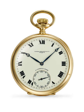 PATEK PHILIPPE, YELLOW GOLD OPENFACE POCKET WATCH, RETAILED BY A. CAIRELLI - Foto 1