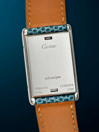 CARTIER, RARE STAINLESS STEEL 'MILLENNIUM TANK BASCULANTE', REF. 2390 - фото 4