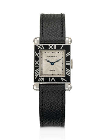 CARTIER, WHITE GOLD AND ENAMEL 'TANK RECTANGULAIRE A PATTES VIS ARMURIER' - фото 1