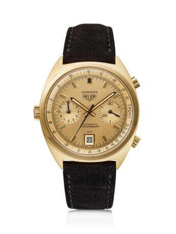 HEUER, RARE YELLOW GOLD CHRONOGRAPH 'CARRERA', REF. 1158 - фото 1