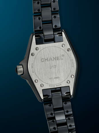 CHANEL, BLACK CERAMIC AND DIAMOND-SET 'J12' - фото 3