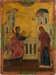 A FINE ICON SHOWING THE ANNUNCIATION OF THE MOTHER OF GOD