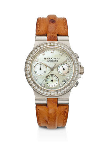 BVLGARI, WHITE GOLD AND DIAMOND-SET CHRONOGRAPH 'DIAGONO', WITH MOTHER-OF-PEARL DIAL, REF. CHW 35 G - photo 1