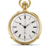 PATEK PHILIPPE, RARE YELLOW GOLD OPENFACE KEYLESS LEVER MONOPUSHER CHRONOGRAPH POCKET WATCH - photo 1