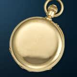 PATEK PHILIPPE, RARE YELLOW GOLD OPENFACE KEYLESS LEVER MONOPUSHER CHRONOGRAPH POCKET WATCH - photo 2