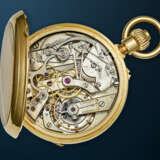 PATEK PHILIPPE, RARE YELLOW GOLD OPENFACE KEYLESS LEVER MONOPUSHER CHRONOGRAPH POCKET WATCH - photo 4