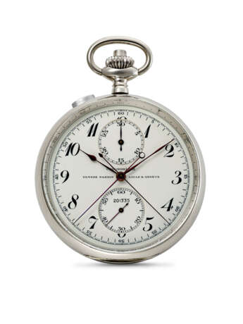 ULYSSE NARDIN, FINE STAINLESS STEEL SPLIT-SECONDS CHRONOGRAPH OPENFACE POCKET WATCH - Foto 1