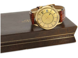 Armbanduhr: vintage Jaeger LeCoultre Memovox Automatik "Jumbo" in 18K Gold, ca.1960, Originalbox