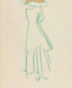 Farbstift. Lyonel Feininger. Ohne Titel (Figure Study: Lady Standing With Hat, Back Profile)