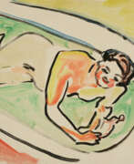 Ernst Ludwig Kirchner. Ernst Ludwig Kirchner.Liegende Dodo in der Badewanne (Girl in the Bathtub)