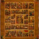 A FINELY PAINTED ICON OF THE RESURRECTION, PASSION AND FEASTS - Foto 1