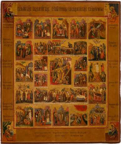 A FINELY PAINTED ICON OF THE RESURRECTION, PASSION AND FEASTS - Foto 1