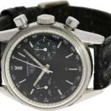 Armbanduhr: Heuer-Rarität, Carrera-Chronograph mit schwarzem Tritium-Zifferblatt, Ref. 3647, ca. 1965 - Foto 1